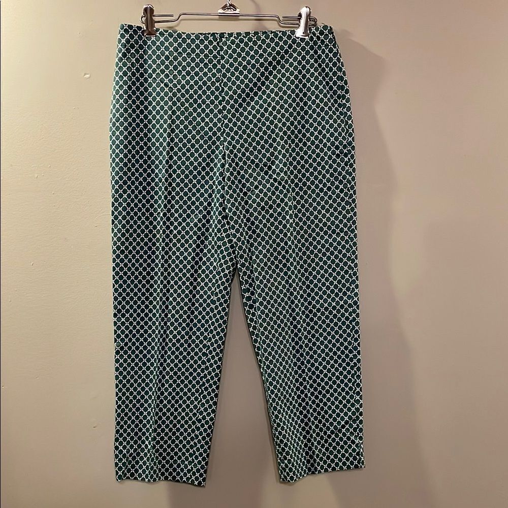Talbots Green and White Geometric Pants